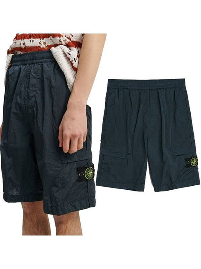 Men's Wappen Patch Nylon Shorts Navy - STONE ISLAND - BALAAN 2