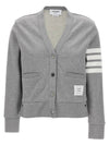 4-Bar Loopback Jersey Cardigan Light Grey - THOM BROWNE - BALAAN 2