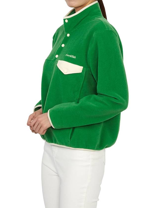 Serif Logo Buttoned Polar Cotton Sweatshirt Cream Green - SPORTY & RICH - BALAAN 6