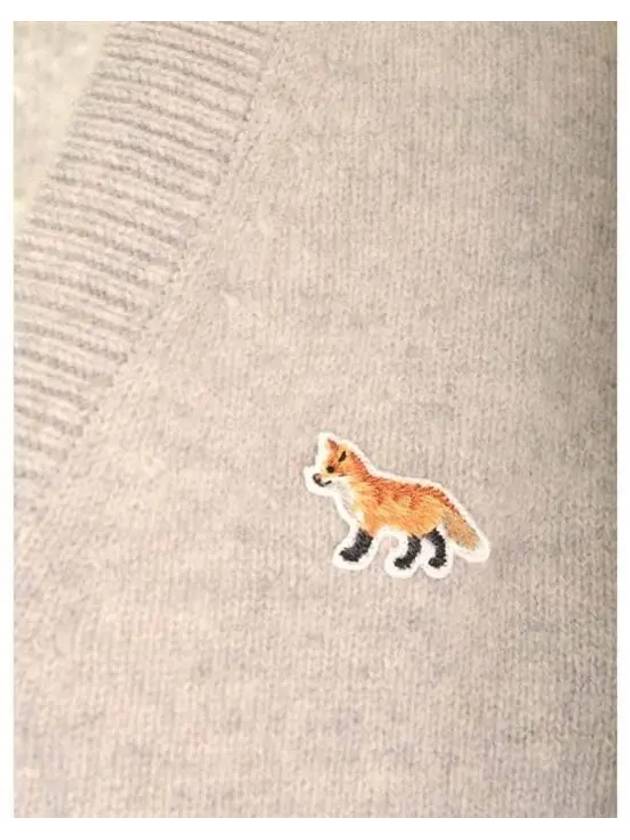 Baby Fox Patch V-neck Cardigan Light Grey - MAISON KITSUNE - BALAAN 4