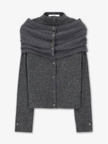 VERSO Fintruck Neck Jersey Cardigan Charcoal VR24FWTOP003CHARCOAL - VERSO DESIGN - BALAAN 1