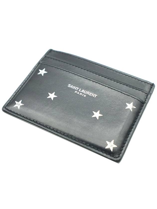 Saint Laurent 375946 Black Smooth Leather Star Logo Card Wallet - SAINT LAURENT - BALAAN 4