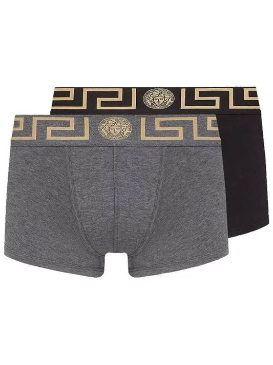 Men's Greca Border Draws 2 Pack Briefs Black Grey - VERSACE - BALAAN 2