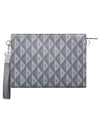 A5 Triangle CD Diamond Canvas Clutch Bag Grey - DIOR - BALAAN 1