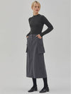 RYUL+WAI: Pocket Wool Long Skirt Gray - RYUL+WAI: - BALAAN 3