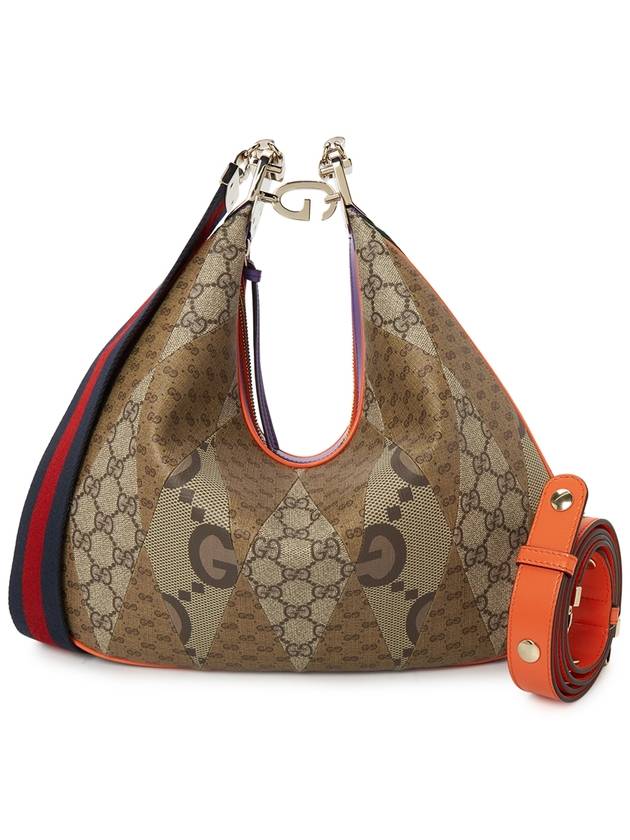 Attache Large Coated Canvas Shoulder Bag Brown Beige - GUCCI - BALAAN 3