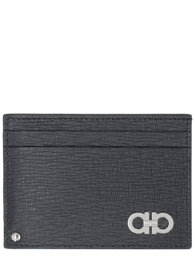 Double Gancini Leather Card Wallet Black - SALVATORE FERRAGAMO - BALAAN 2