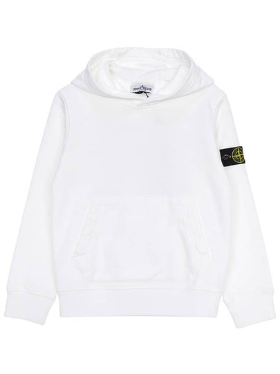 Kids 61620 Organic Cotton Fleece Hoodie White - STONE ISLAND - BALAAN 2