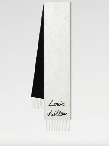 Scarf Fluffy Gram Wool Muffler Black White M92527 - LOUIS VUITTON - BALAAN 1