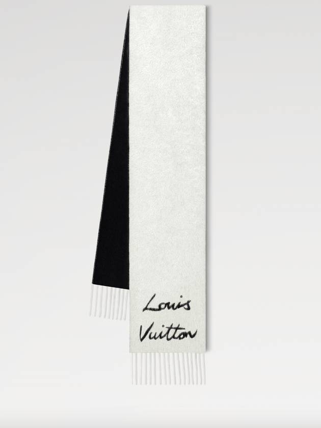 Scarf Fluffy Gram Wool Muffler Black White M92527 - LOUIS VUITTON - BALAAN 1