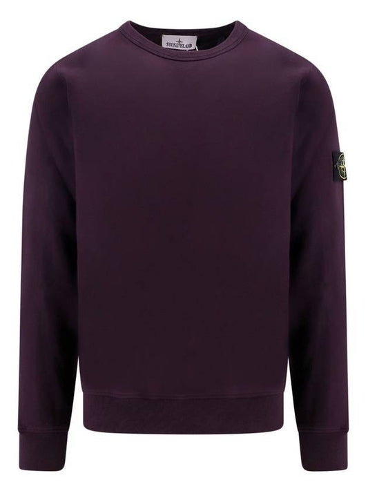 Brushed Cotton Fleece Garment Dyed Crewneck Sweatshirt Dark Burgundy - STONE ISLAND - BALAAN 1