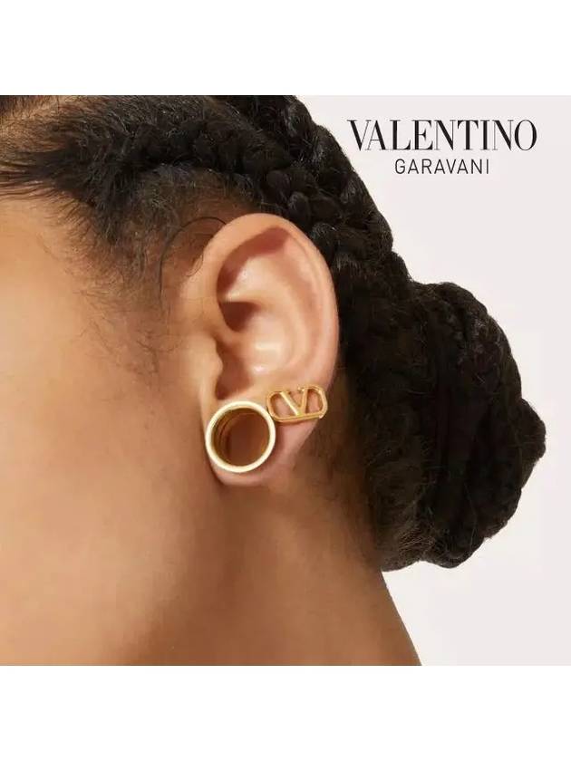 V Logo Earrings Gold - VALENTINO - BALAAN 7