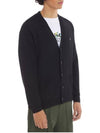 Bold Fox Head Patch V Neck Wool Cardigan Black - MAISON KITSUNE - BALAAN 5