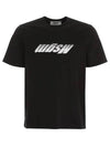 Round Neck Logo Cotton Short Sleeve T-Shirt Black - MSGM - BALAAN 2