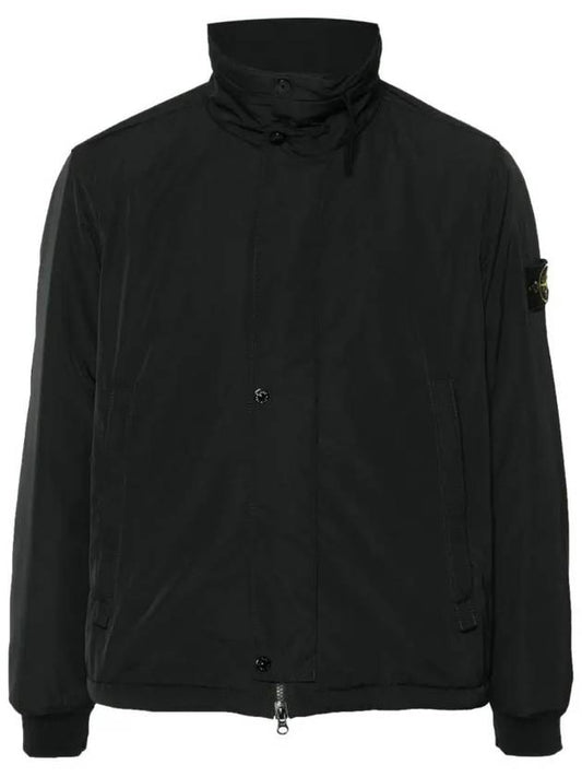 Logo Micro Twill Zip Up Jacket Black - STONE ISLAND - BALAAN 2