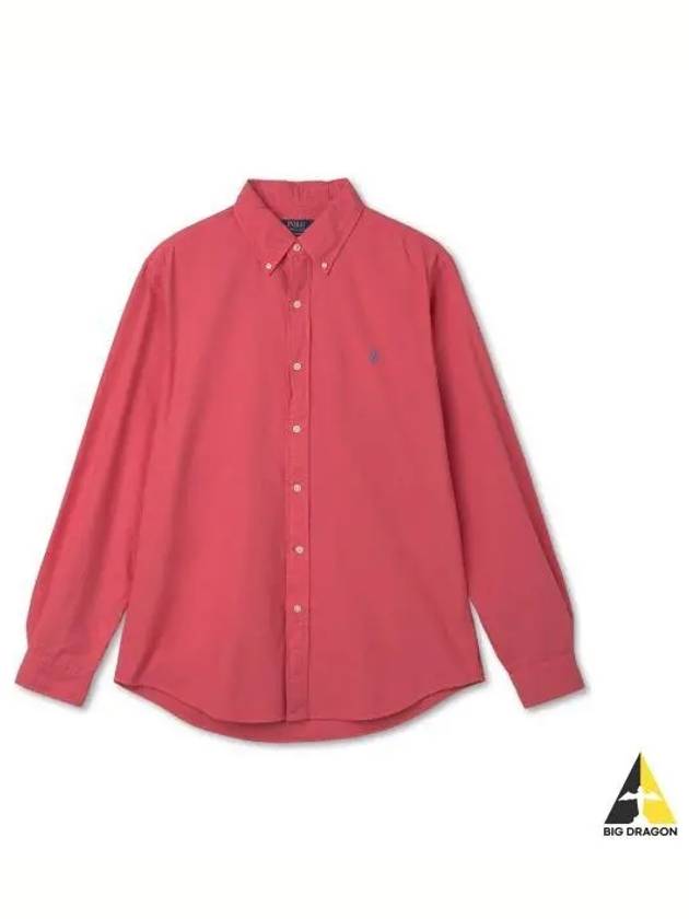 Custom Fit Garment Dyed Oxford Shirt Red - POLO RALPH LAUREN - BALAAN 1