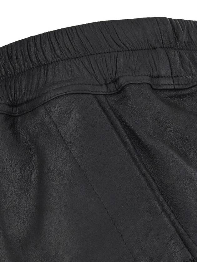 Black Shorts With Drawstring Waist In Grained Leather Woman - RICK OWENS - BALAAN 3