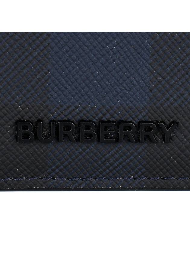 Check Leather Card Wallet Navy - BURBERRY - BALAAN 5