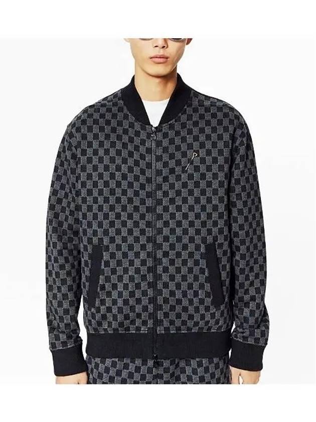 Damier Jacquard Zip-Through Bomber Jacket Grey - LOUIS VUITTON - BALAAN 3