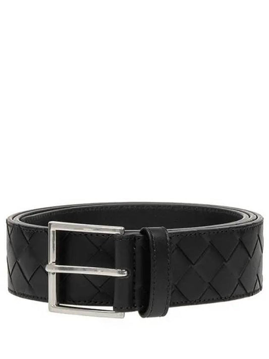 Intrecciato Buckle Leather Belt Black - BOTTEGA VENETA - BALAAN 2