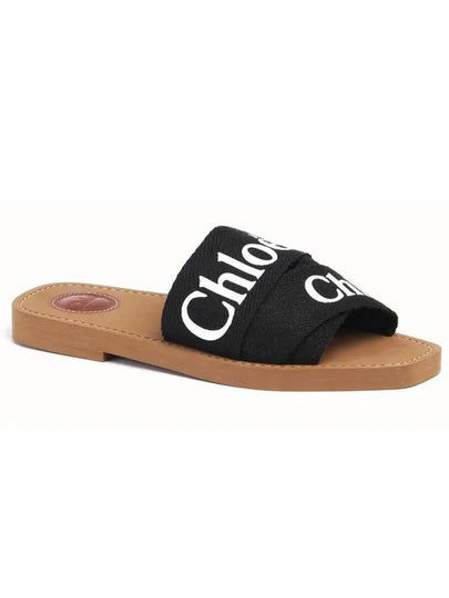 Woody Logo Flat Mule Slippers Black - CHLOE - BALAAN 2