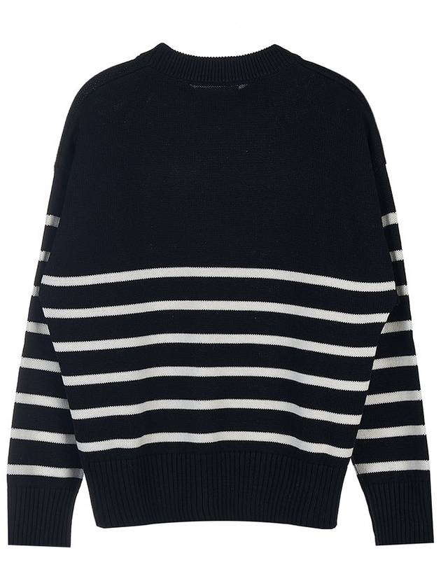 Big Heart Logo Striped Knit Top Black - AMI - BALAAN 3