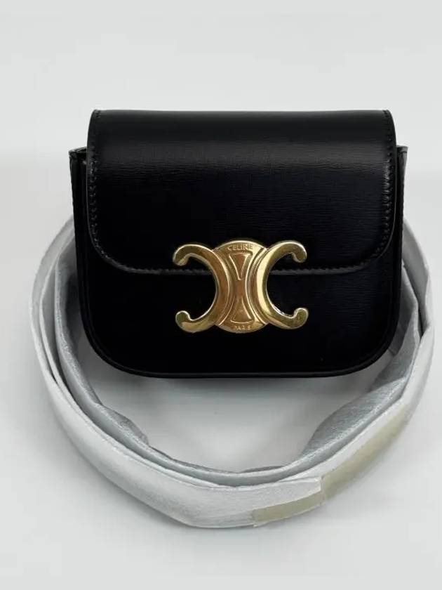 Triomphe Small Shiny Calfskin Cross Bag Black - CELINE - BALAAN 3