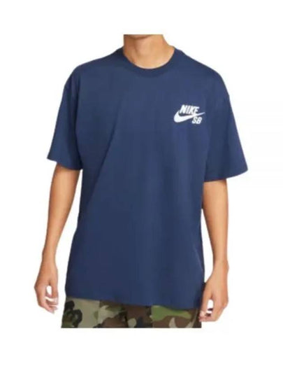 SB Logo Skate Cotton Short Sleeve Shirt Navy - NIKE - BALAAN 2