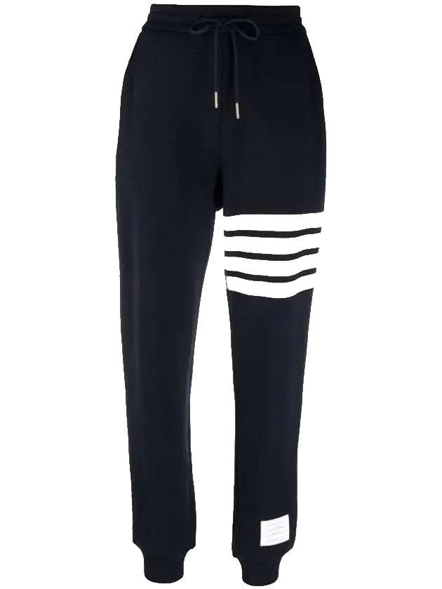 4 Bar Waffle Wool Cashmere Track Pants Navy - THOM BROWNE - BALAAN 1