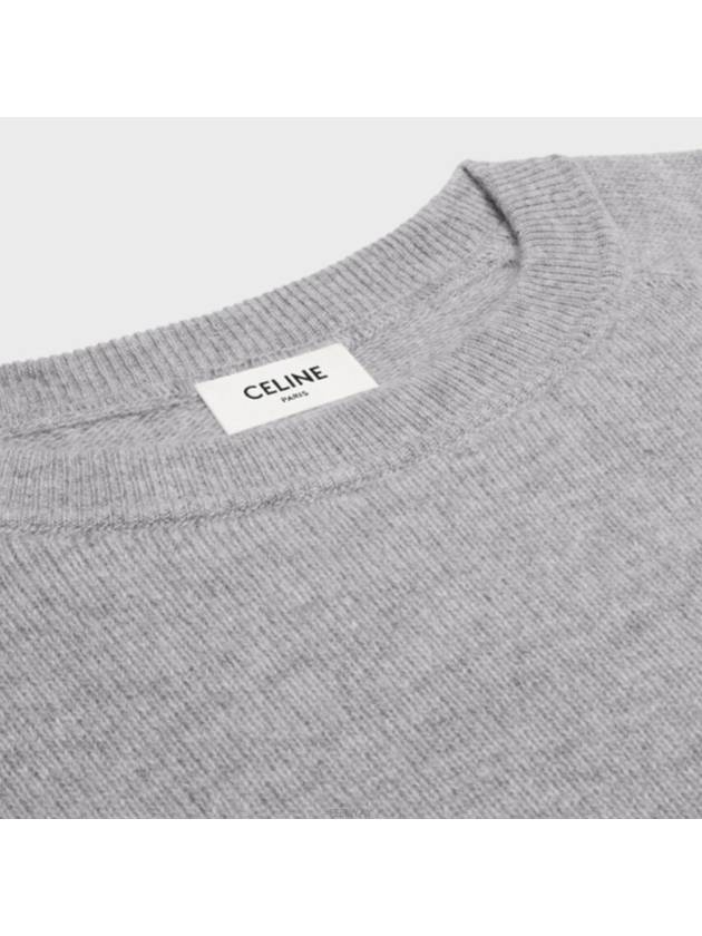 Triomphe Patch Wool Cashmere Crew Neck Sweater Grey - CELINE - BALAAN 3