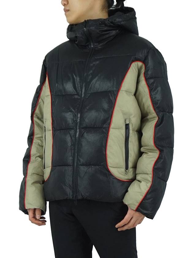 W Ostend Shiny Ripstop Hooded Puffer Padding Black Beige - DIESEL - BALAAN 5