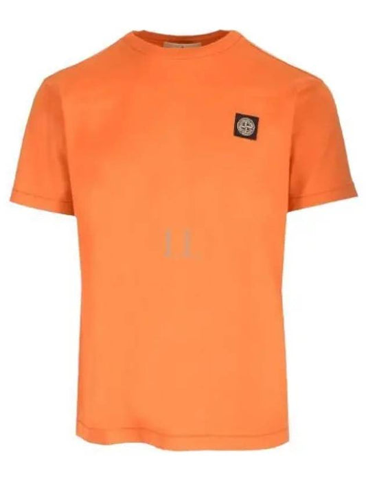 Logo Patch Short Sleeves T-Shirt Orange - STONE ISLAND - BALAAN 2
