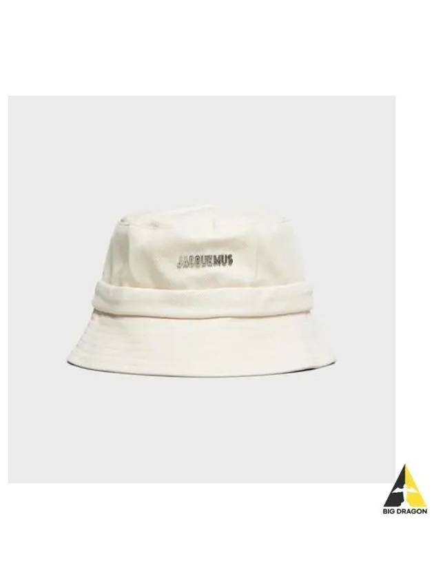 Jacquemus Le Bob Artichoke Bucket Hat White 223AC001 5001 - JACQUEMUS - BALAAN 1