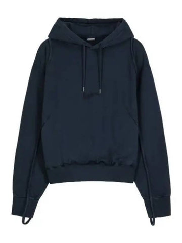 Jacquemus Organic Cotton Hooded Navy T Shirt - JACQUEMUS - BALAAN 1