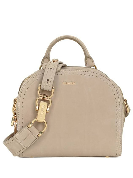 Beige nubuck half moon tote shoulder bag 45160334 001 - MAX MARA - BALAAN 1