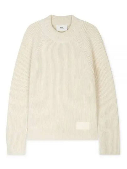 Logo Patch Basic Knit Top Ivory - AMI - BALAAN 2