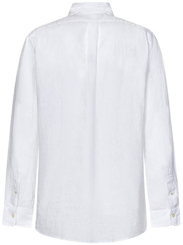 Embroidered Logo Linen Long Sleeve Shirt White - POLO RALPH LAUREN - BALAAN 3