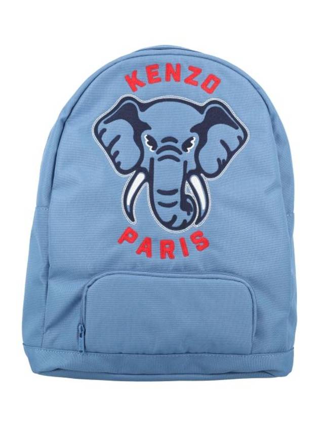 Kids Rucksack Embroidery Logo Backpack Blue - KENZO - BALAAN 1