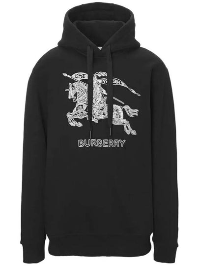 Embroidered Logo Hoodie Black - BURBERRY - BALAAN 2