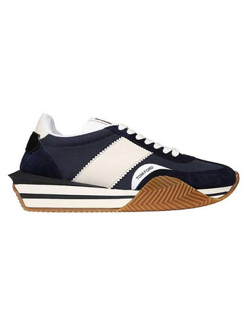 Logo James Panel Low Top Sneakers Navy - TOM FORD - BALAAN 1