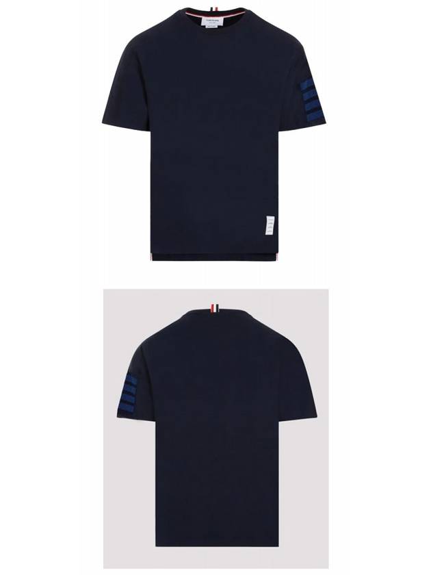 Cotton Short Sleeve T-Shirt Navy - THOM BROWNE - BALAAN 5