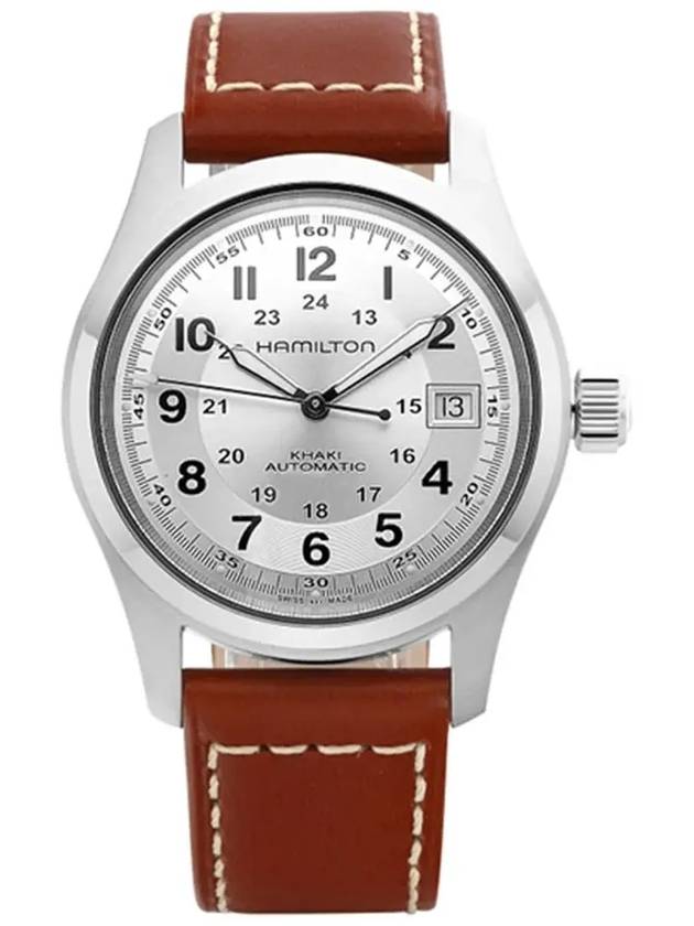 Khaki Field Auto Silver Dial Watch Brown - HAMILTON - BALAAN 6