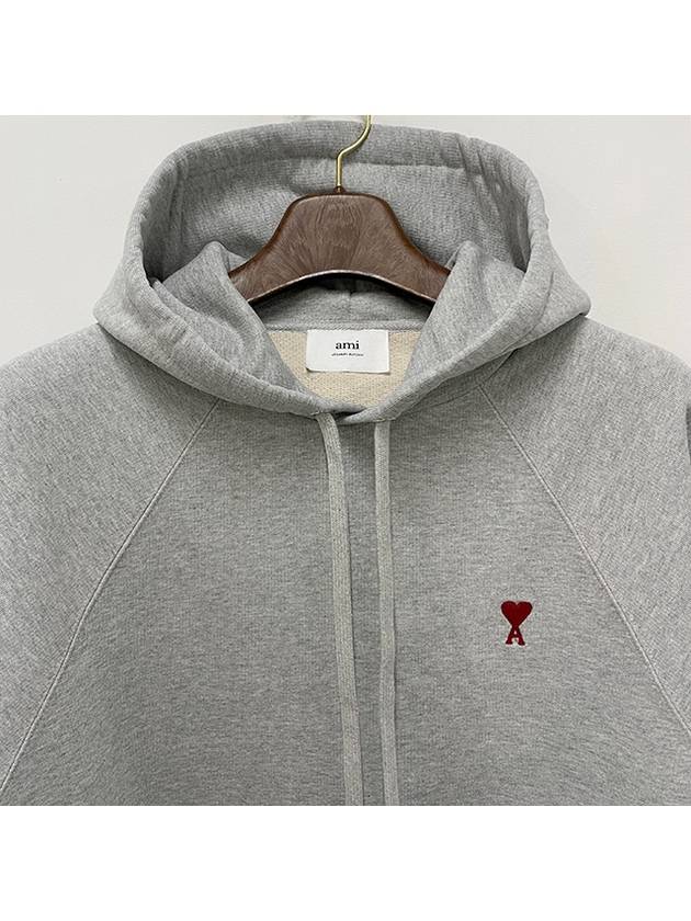 Small Heart Logo Hoodie Heather Ash Grey - AMI - BALAAN 5