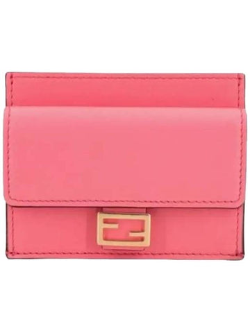 FF Baguette Flap Card Wallet Rosa - FENDI - BALAAN.