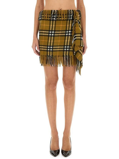 Check Wool Cashmere A-Line Skirt Oxide - BURBERRY - BALAAN 2