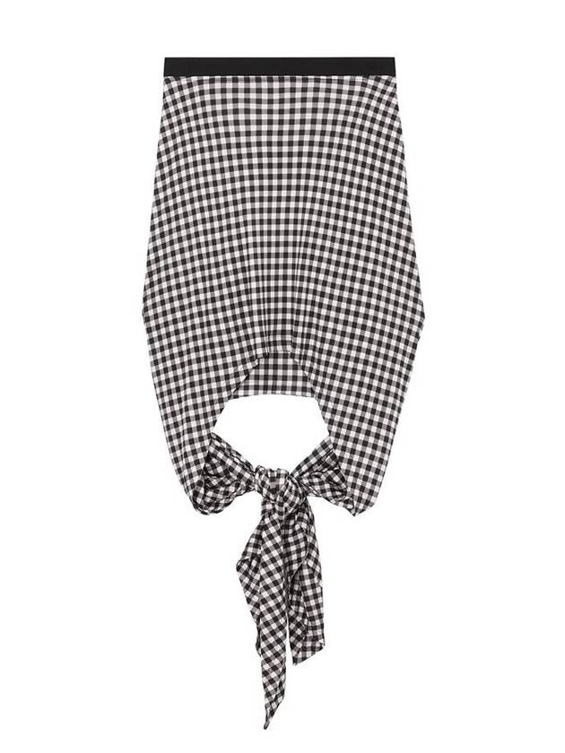 Gingham Check Bag Tie Unbalanced Skirt Black - BURBERRY - BALAAN 1