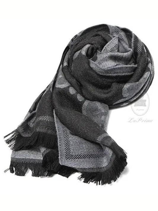 GG wool jacquard scarf gray - GUCCI - BALAAN.