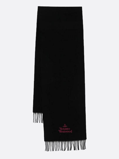 Logo Wool Fringe Muffler Anthracite Black - VIVIENNE WESTWOOD - BALAAN 2