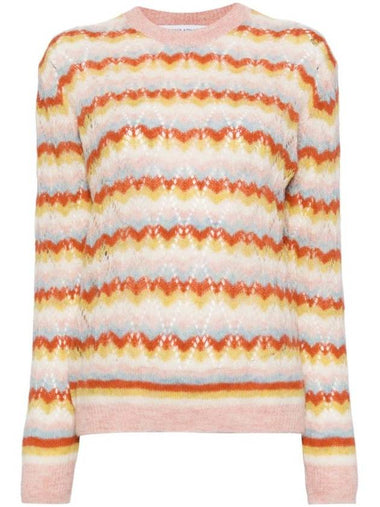 Stripe Lace Knit Top Pasture Rose - MAISON KITSUNE - BALAAN 1