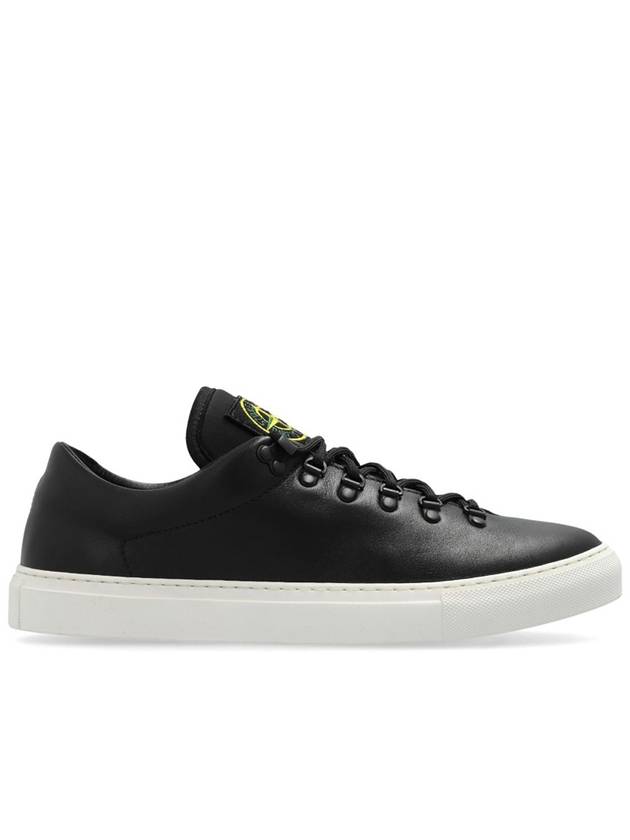 S0101 Logo Lace-Up Leather Low Top Sneakers Black - STONE ISLAND - BALAAN 2